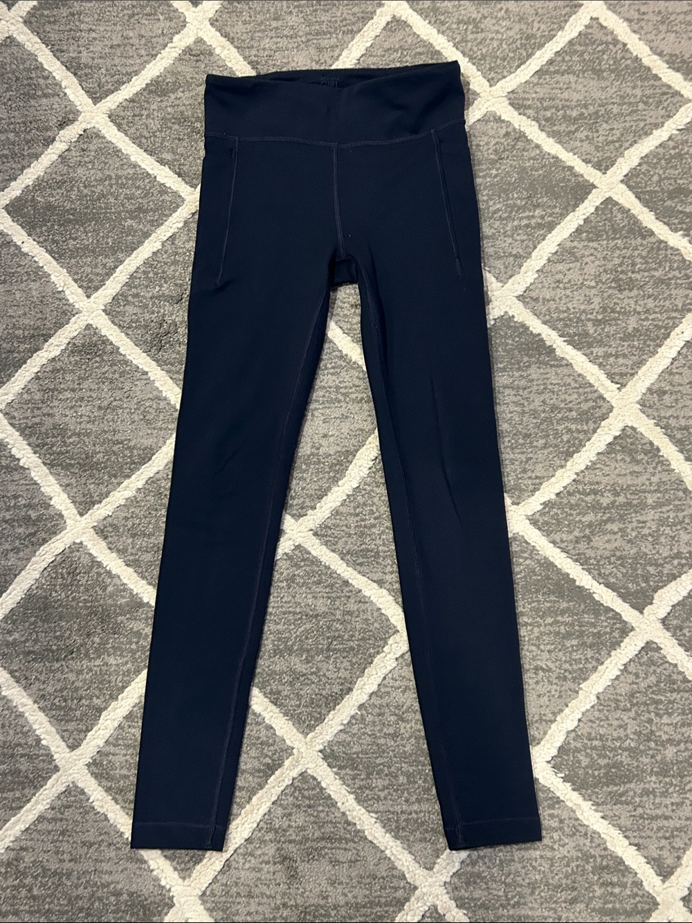 Athleta Girls' High-Waist Navy Performance Leggings with Side Pockets